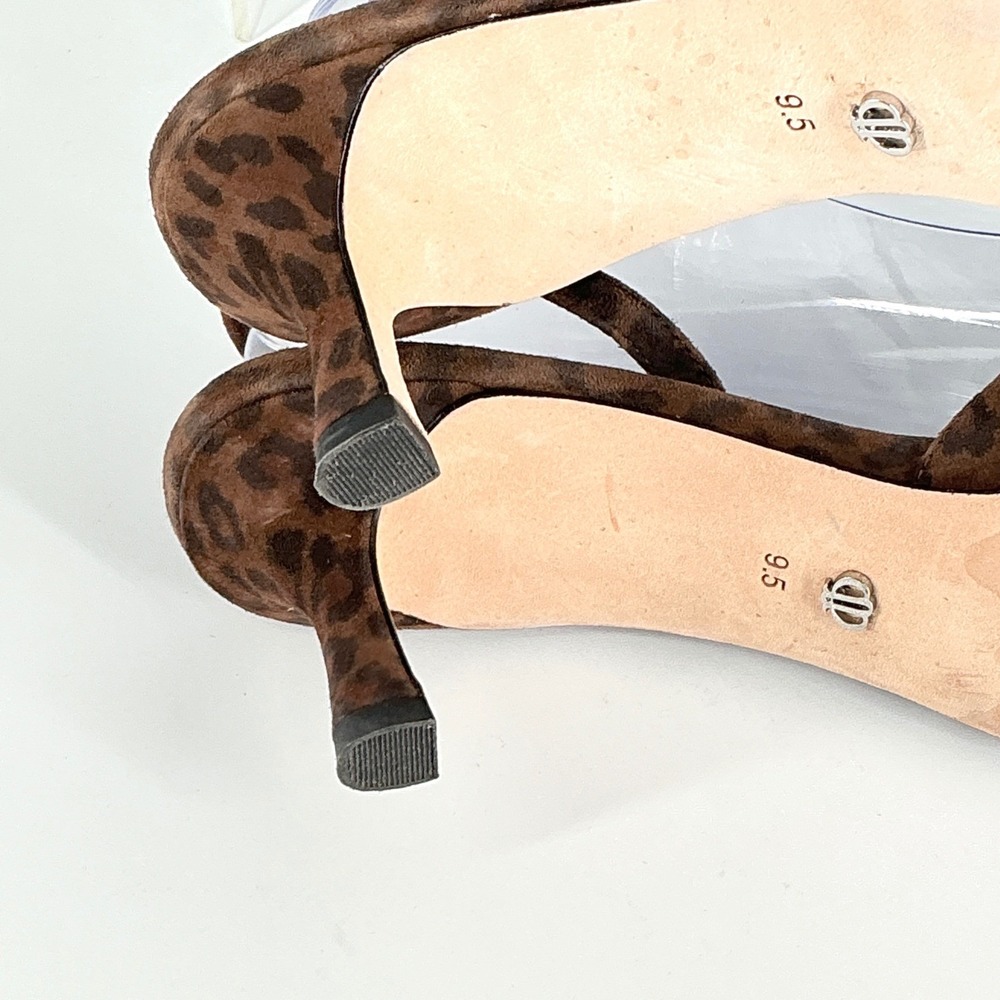 PAIGE Size 9.5 Leopard Print Suede Slingback Kitten Heels Pointed Toe Brown Aven - Picture 8 of 11